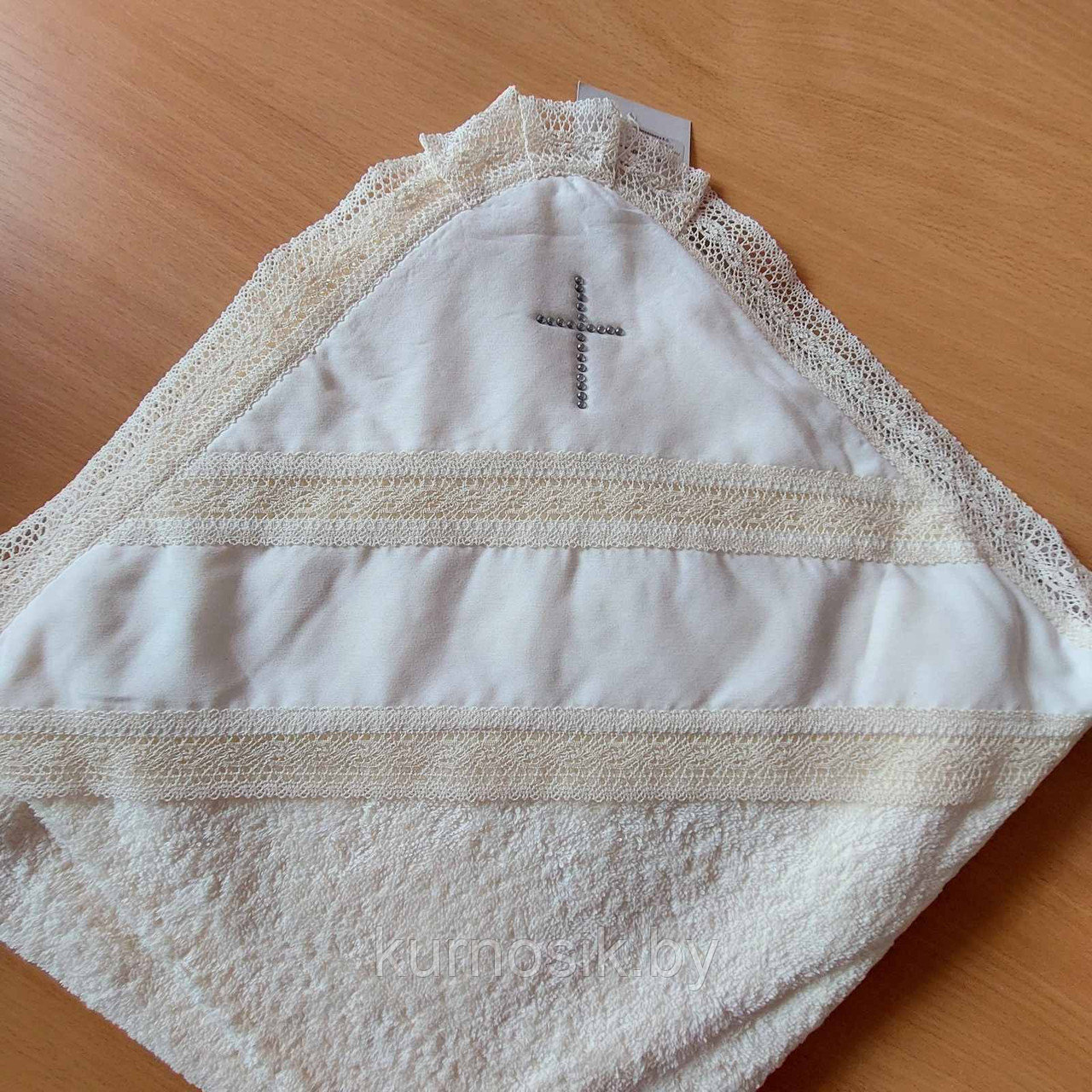 Полотенце крестильное махровое с вышивкой с уголком 90*90 см - фото 5 - id-p183672406