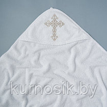 Полотенце крестильное махровое с вышивкой  Кристина с уголком 100*100 см