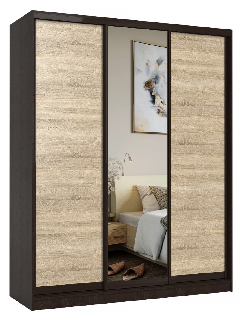 Шкаф Евва 233 VSG.12 / АЭП ШК.3 01 (венге/дуб сонома/венге глянец)