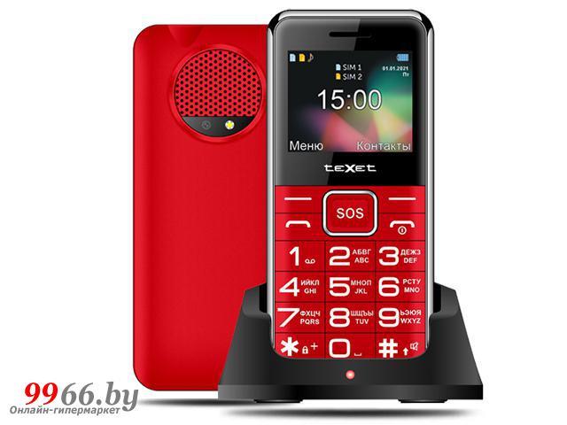 Кнопочный сотовый телефон teXet TM-B319 красный мобильный с большими кнопками - фото 1 - id-p183378990