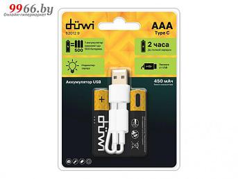 Аккумулятор AAA - Duwi USB-C, Li-ion 1.5V 450 mAh (2 штуки) + кабель для зарядки 62012 9