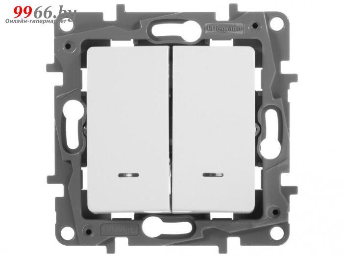 Выключатель Legrand Etika двухклавишный с подсветкой 10А винтовые клеммы White 672204