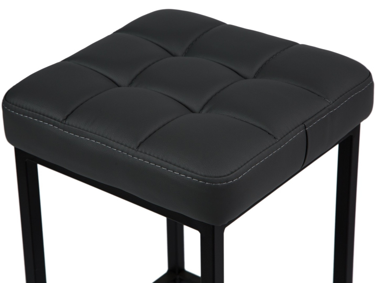 Полубарный стул Камелот черный матовый/кожзам тёмно-серый - фото 2 - id-p183680303