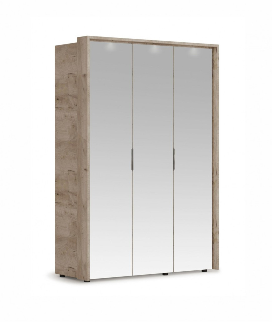 Распашной шкаф Джулия 3дв (3 зерк) с порталом Крафт серый/белый глянец - фото 1 - id-p183688312
