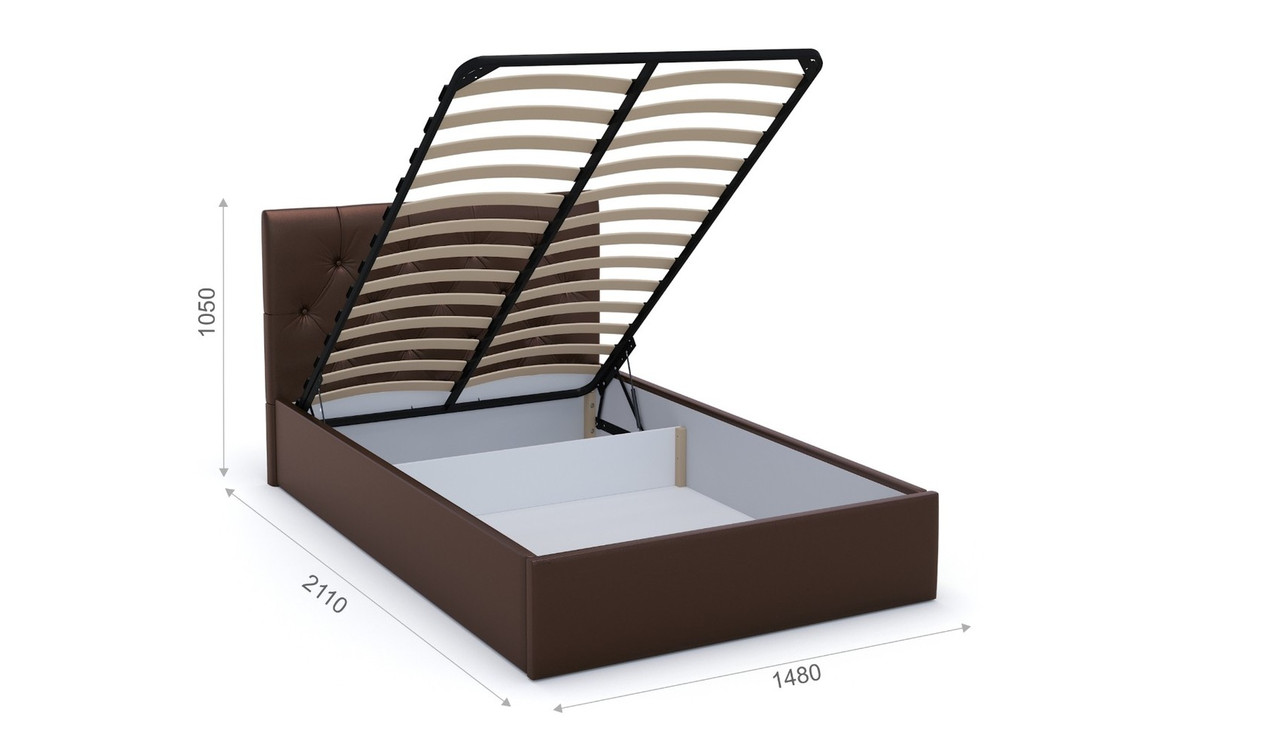 Мягкая кровать Женева 140 Dark brown с пуговицами (подъемник) - фото 3 - id-p183698828