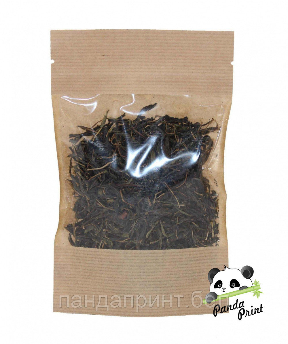 Пакет Дой-пак бумажный с ЗИП замком и прозр окном 150х240+(35+35)
