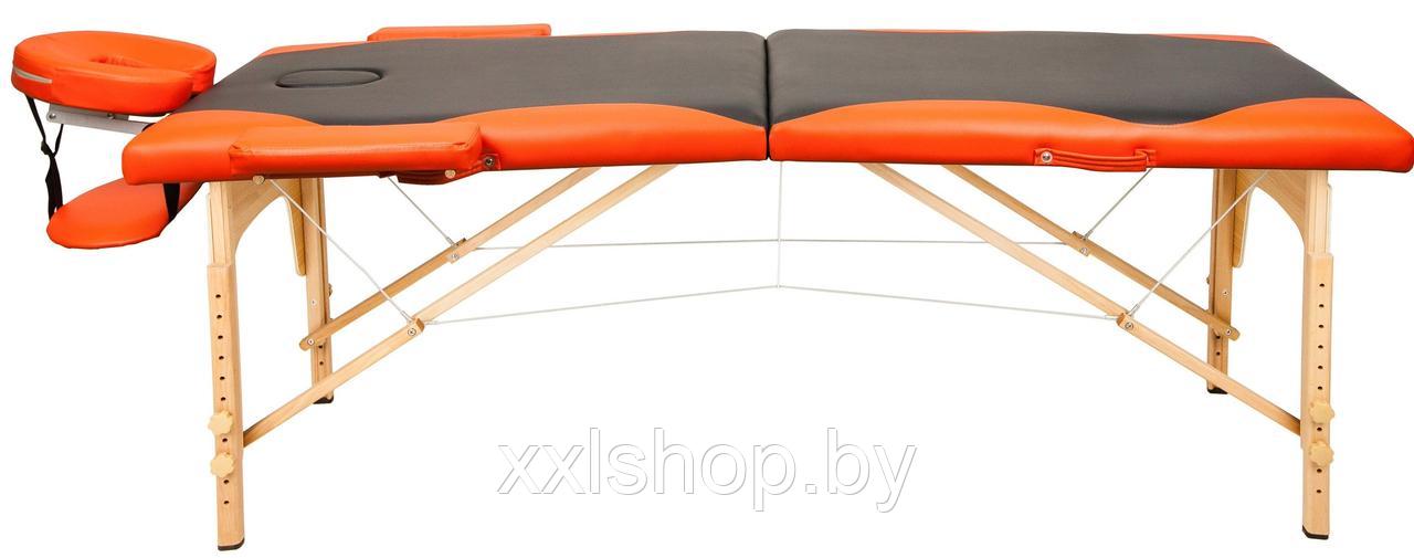 Массажный стол Atlas Sport складной 2-с деревянный 70 см (черно-оранжевый) - фото 2 - id-p183718123