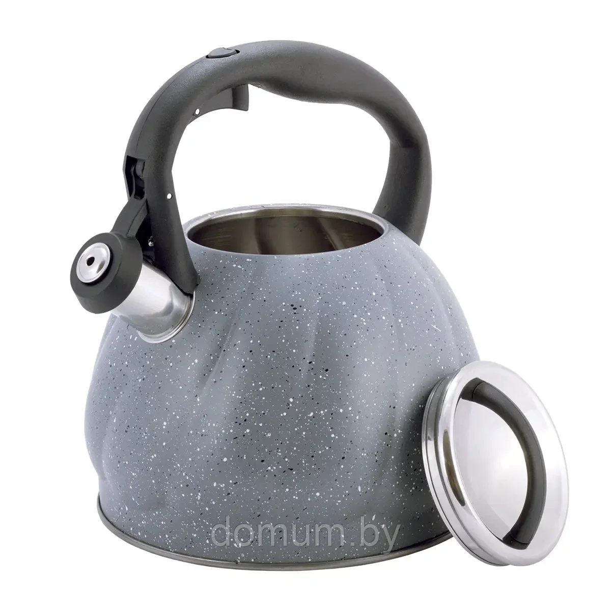 Чайник Kamille 3л нержавеющая сталь со свистком (серый) KM-1073 - фото 4 - id-p183729075