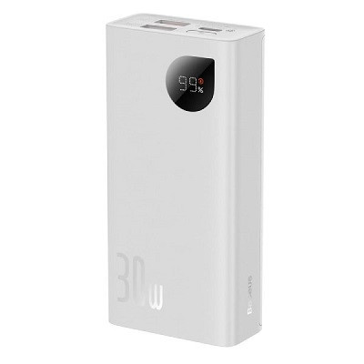Внешний аккумулятор Baseus Adaman2 Digital Display Fast Charge 10000mAh 30W (PPAD040002) белый - фото 2 - id-p183729229