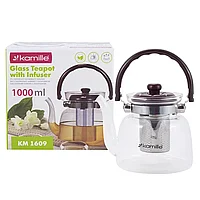 Заварник Kamille 1000мл со съемным ситечком и бакелитовой ручкой KM-1609, фото 2