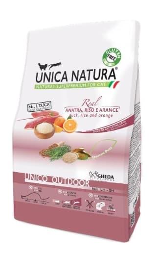 Сухой корм для кошек Unica Natura Unico Outdoor (Утка, рис, апельсин) 1.5 кг - фото 1 - id-p183731855