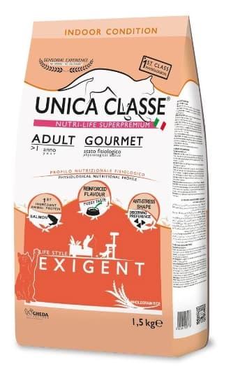 Сухой корм для кошек Unica Classe Adult Gourmet Exigent (Лосось) 1.5 кг - фото 1 - id-p183731876
