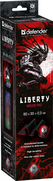 Игровой коврик для мыши DEFENDER Liberty (XXL-size) 800x300x3мм, оверлок, ткань, чёрный - фото 7 - id-p183761161