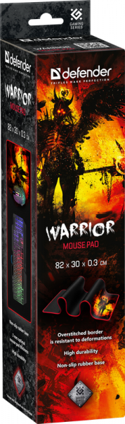 Игровой коврик для мыши DEFENDER Warrior (XXL-size) 820x300x3мм, оверлок, ткань, чёрный - фото 7 - id-p183762693