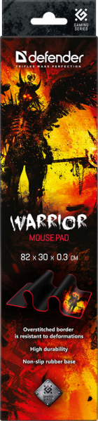 Игровой коврик для мыши DEFENDER Warrior (XXL-size) 820x300x3мм, оверлок, ткань, чёрный - фото 8 - id-p183762693