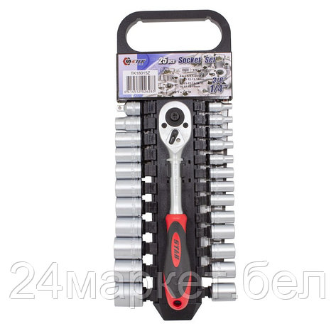 Набор инструментов 25пр.1/4'' 3/8"(6-гр.)(4-19мм),в пластиковом держателе Stab TK18015Z, фото 2