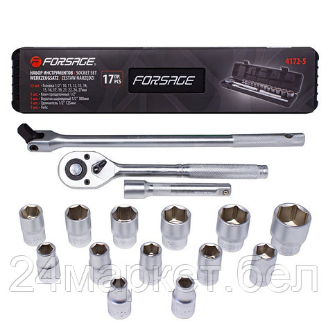 Набор инструментов 17пр1/2"(6гр)(10-27мм) Forsage F-4172-5, фото 2