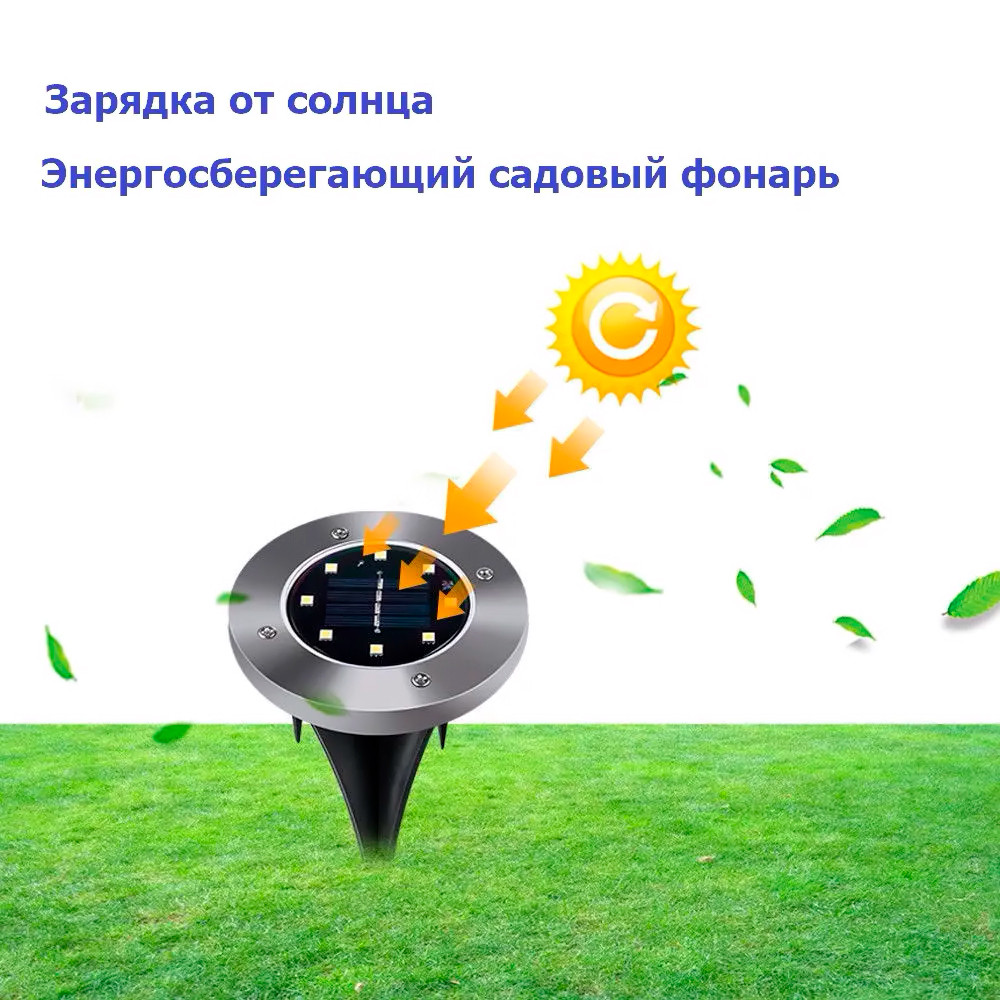 Водонепроницаемый садовый фонарь на солнечных батареях (2 шт.) LED Ground Spot Solar Lights - фото 5 - id-p183770323
