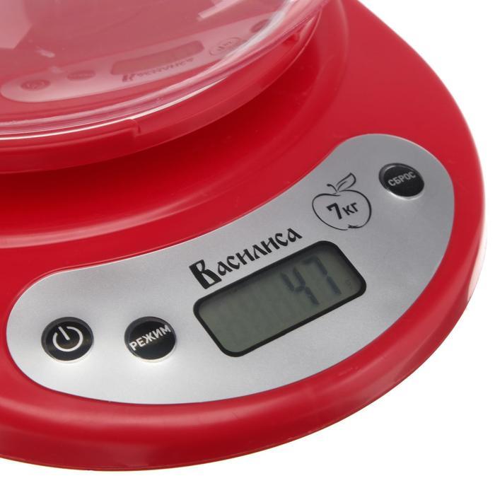 Весы кухонные "ВАСИЛИСА" ВА-010, электронные, до 7 кг, красные - фото 2 - id-p183736160