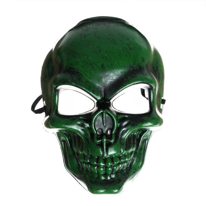 Карнавальная маска взрослая на Хеллоуин Череп зеленый