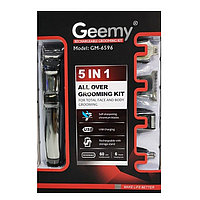 Многофункциональный триммер USB 5 в 1 для стрижки тела, волос, бороды Geemy GM-6596 (8 насадок) на подставке