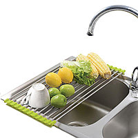 Полка (сетка-сушилка для раковины) кухонная для сушки посуды/овощей/фруктов, 47х34 см Салатовый