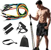 Комплект фитнесс  ремней (тросов), с регулировкой нагрузки для всех групп мышц, набор 11 предметов (эспандер)