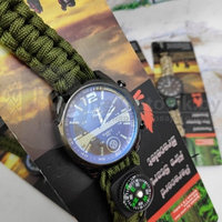 Тактические часы с браслетом из паракорда XINHAO  04, QUARTZ 002 коричневый циферблат, зеленый браслет