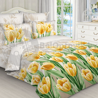 Комплект постельного белья, бязь 2-спальный (175215 см 180215 см 7070-см -2 шт) Тюльпан желтый Живые