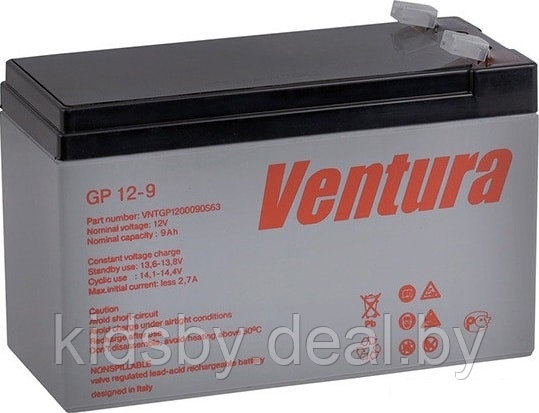 Аккумулятор для ИБП Ventura GP 12-9 (12 В/9 А·ч) F2 - фото 2 - id-p183808482