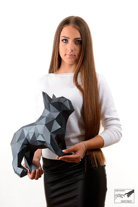 Бульдог Марсель (черный). 3D конструктор - оригами из картона - фото 2 - id-p183810250