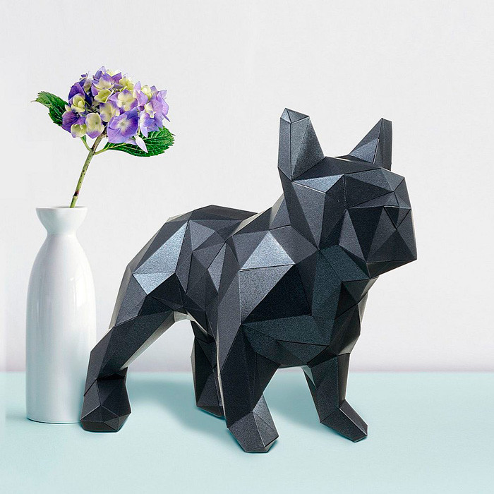 Бульдог Марсель (черный). 3D конструктор - оригами из картона - фото 3 - id-p183810250