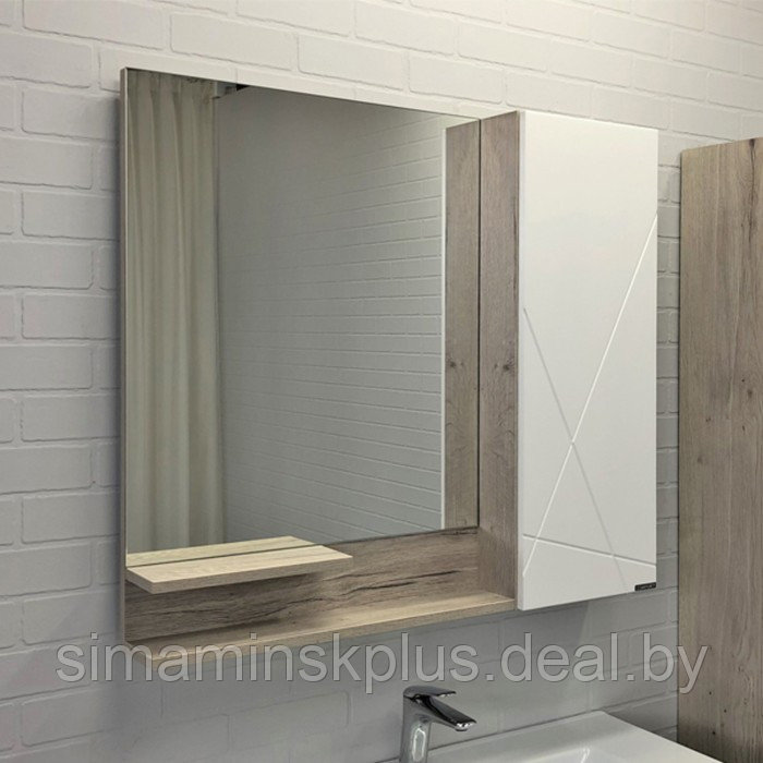 Зеркало-шкаф COMFORTY «Мерано-90» белый/дуб дымчатый - фото 1 - id-p183816367