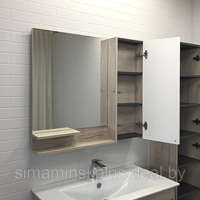 Зеркало-шкаф COMFORTY «Мерано-90» белый/дуб дымчатый - фото 3 - id-p183816367