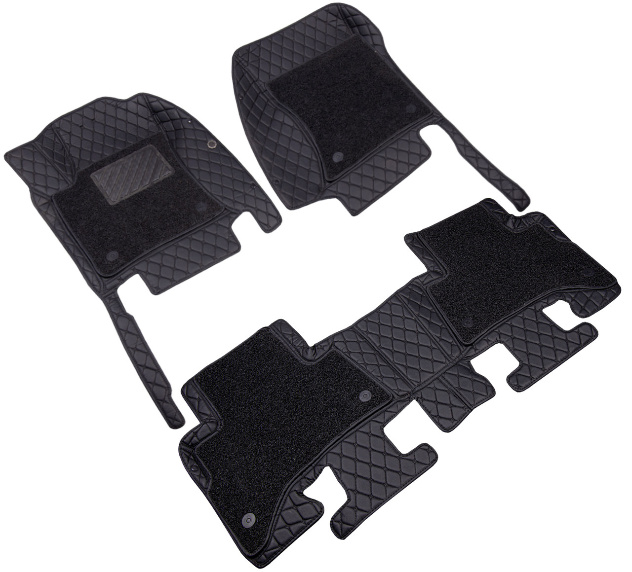 Ford Focus III 11> Ковры Салона эко-кожа+Резина черный/шов черный 5D LUX PVC