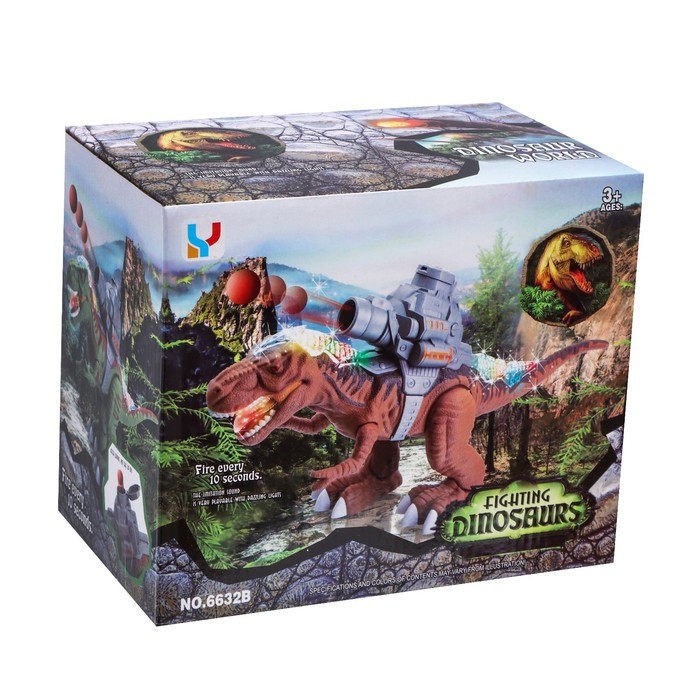 Динозавр «Рекс», стреляет шарами, работает от батареек, свет и звук, цвет коричневый - фото 6 - id-p183836656