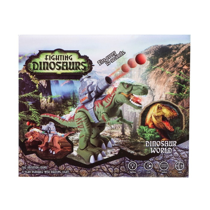 Динозавр «Рекс», стреляет шарами, работает от батареек, свет и звук, цвет зелёный - фото 7 - id-p183836657