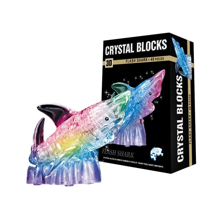 3D пазл кристаллический «Акула», 40 деталей, световые эффекты, работает от батареек - фото 1 - id-p183837116