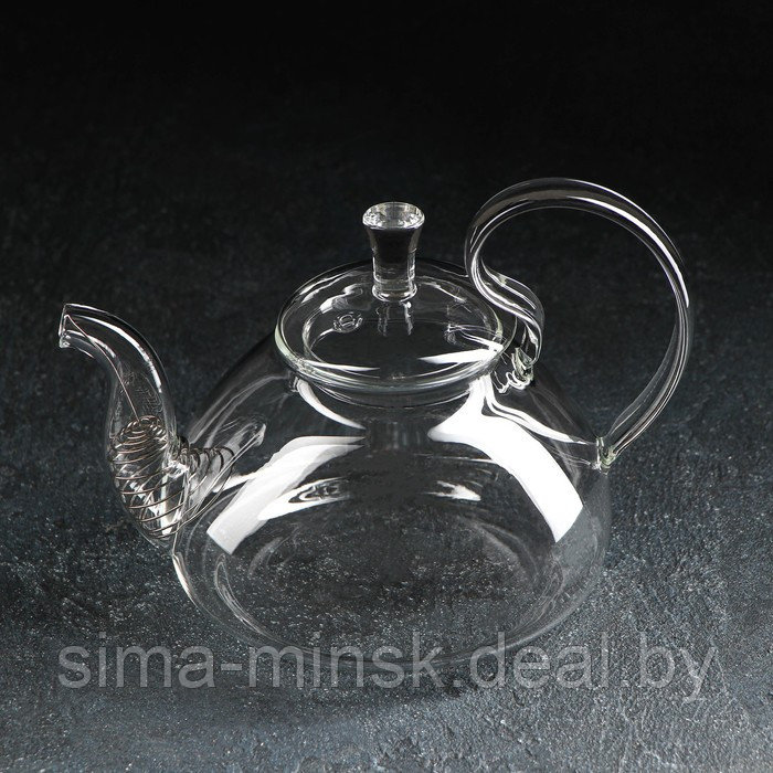 Чайник стеклянный заварочный с металлическим ситом Доляна «Элегия», 800 мл - фото 1 - id-p183842813