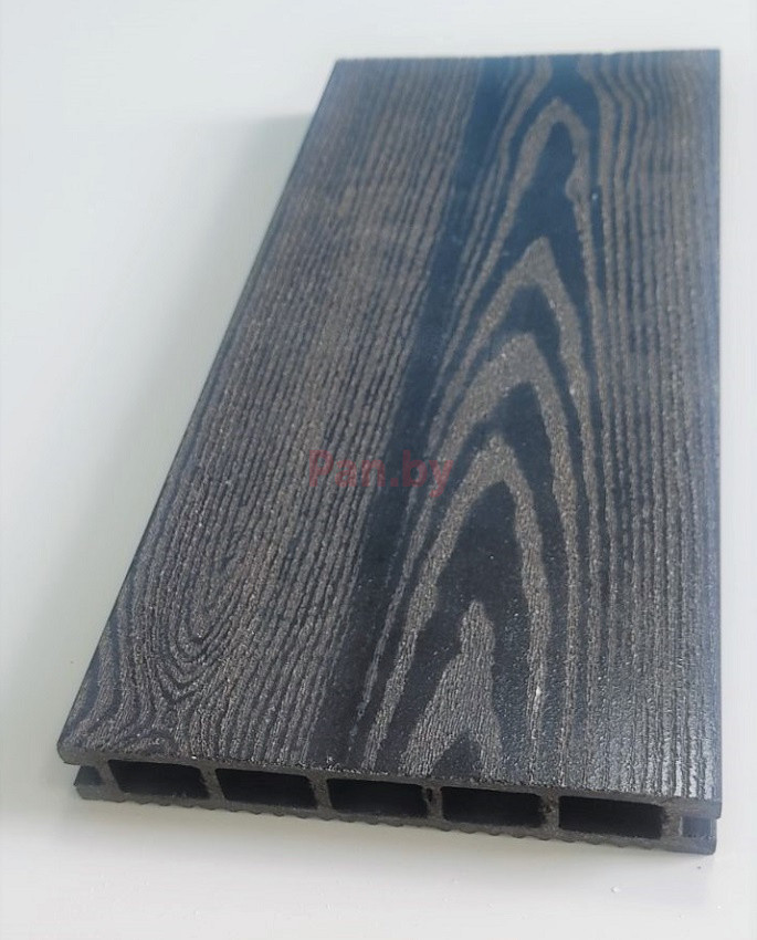 Террасная доска (декинг) из ДПК Терропласт на основе ПВХ, 165х4000мм Черная, брашированная - фото 2 - id-p183848878