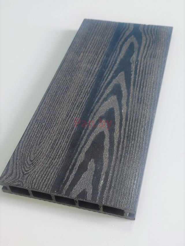 Террасная доска (декинг) из ДПК Терропласт на основе ПВХ, 165х6000мм Черная, брашированная - фото 3 - id-p183848879
