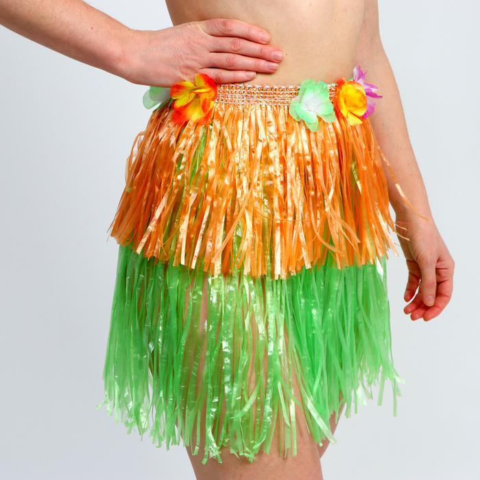 Гавайская юбка двухцветная оранжево-зеленая - фото 1 - id-p183859467