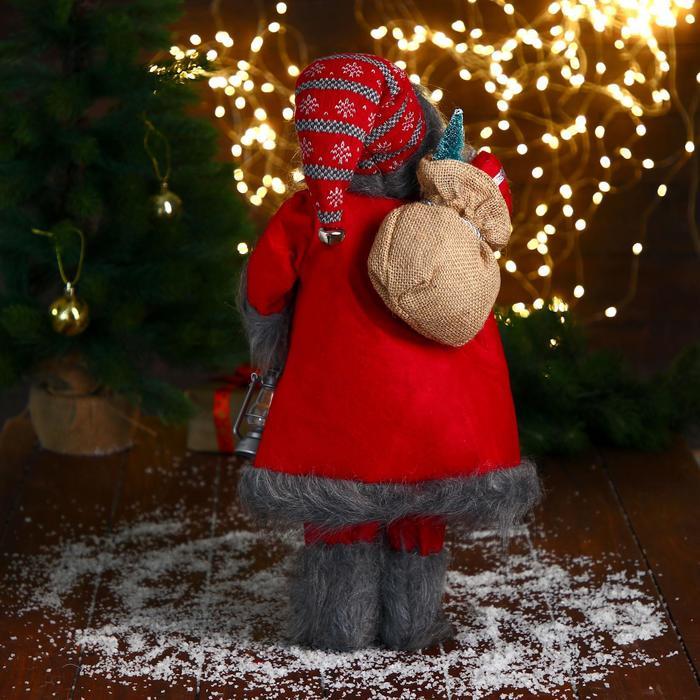 Дед Мороз "В красном клетчатом свитере, с фонариком" 23х45 см - фото 4 - id-p183866820