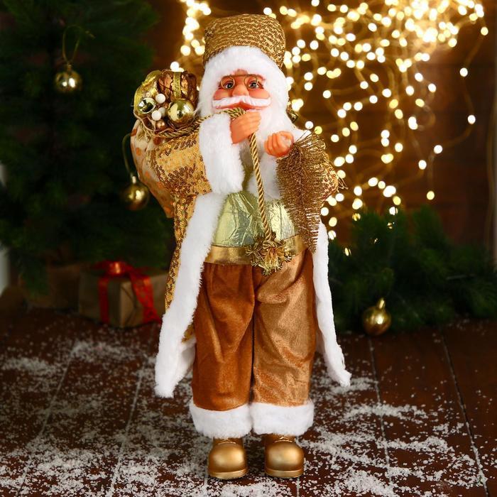 Дед Мороз "В золотом костюме, с ёлочкой и подарками" 23х45 см - фото 1 - id-p183866822