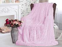 Плед-покрывало на кровать меховой Травка нежно -розовый 200х220