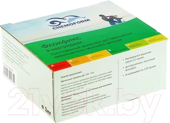 Коагулянт для бассейна Chemoform Флокфикс в картриджах по 125г (1кг), фото 2