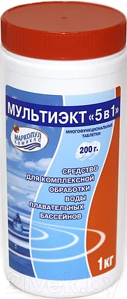 Комплексное средство для бассейна Маркопул Кемиклс Мультиэкт 5 в 1 таблетки (1кг), фото 2