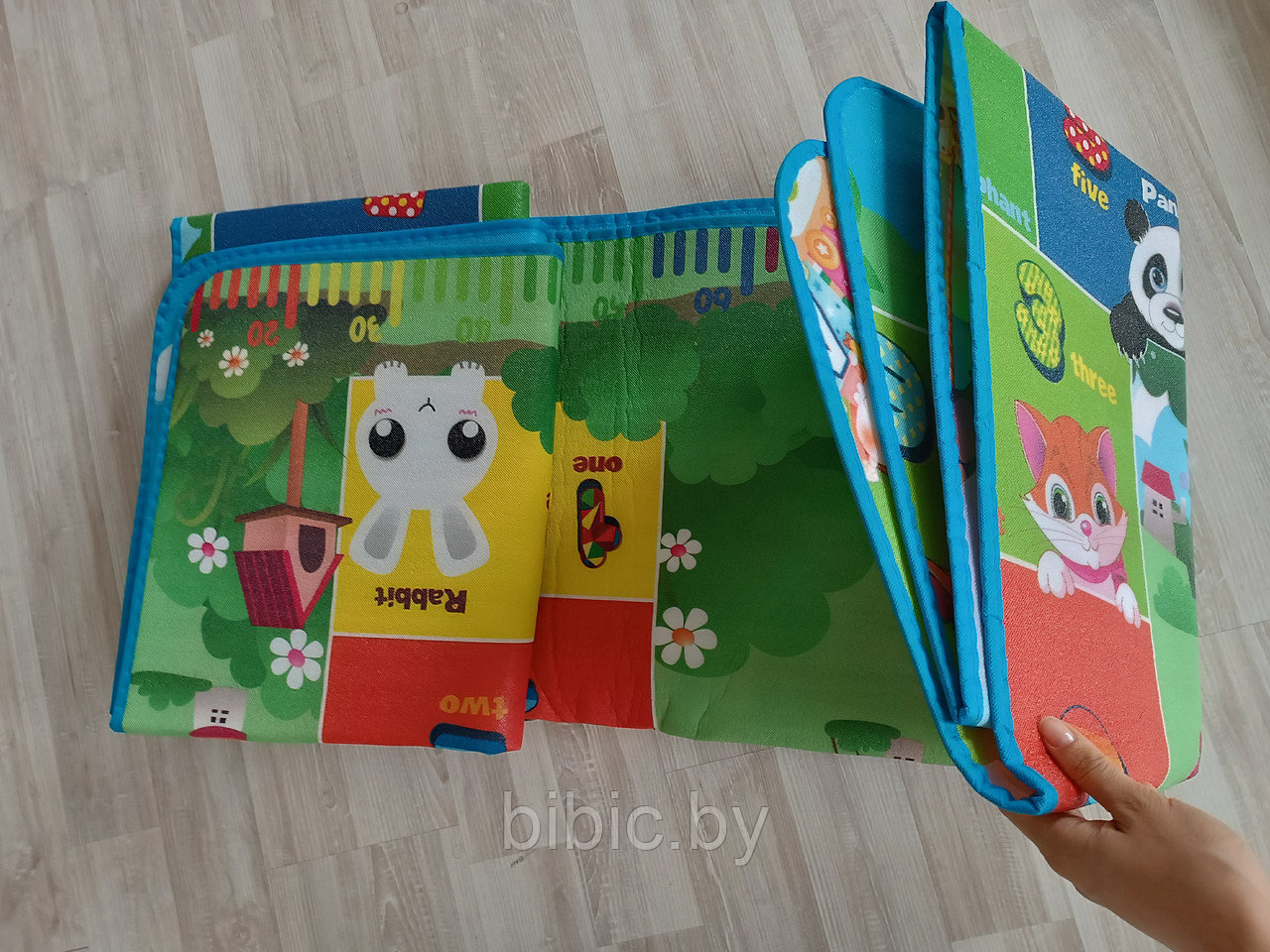 Детский развивающий двухсторонний игровой коврик, 200 x 180 см в сумке, термоковрик для детей малышей - фото 3 - id-p81357451