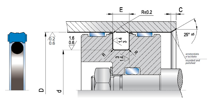 Уплотнение поршня PSO 55х44х4,2 Pur98+NBR