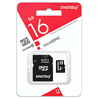 Карта памяти с адаптером SD 16Gb Class 10 micro SDHC SB16GBSDCL10-01LE Smartbuy